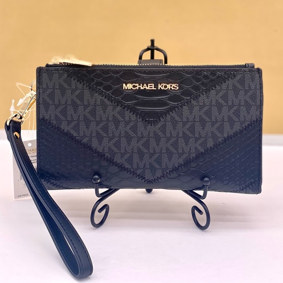 Michael Kors DoubleZip Wallet Wristlet Phone Case Black Multi - Picture 1 of 13